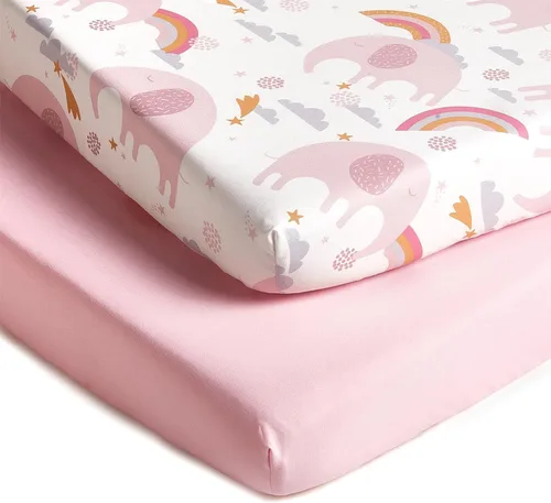 Vista 10 de TILLYOU Juego de sábanas bajeras para cuna, paquete de 2 sábanas para colchón de niño pequeño, suaves y transpirables, 38 x 24 pulgadas, paquete