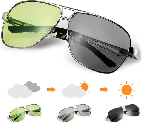 Vista 2 de K.LAVER Gafas de sol fotocrómicas polarizadas para hombres y mujeres gafas de visión nocturna para conducir ciclismo UV400 transición sombras