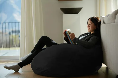 Vista 4 de Sofa Sack Silla Puf - Felpa, Ultra Suave - Silla Puf de Espuma Viscoelástica con Funda de Microgamuza - Muebles y Accesorios Rellenos de Espuma