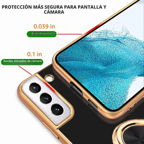 Vista 3 de Funda compatible con Samsung Galaxy S22 con soporte de anillo Negro