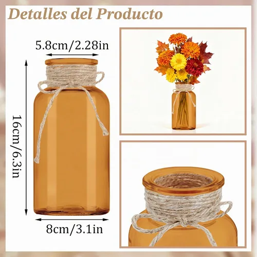 Vista 2 de Jarrón de cristal vintage, jarrones de centro de mesa de vidrio de granja, tarros de masón para bodas, fiestas y decoración del hogar a granel