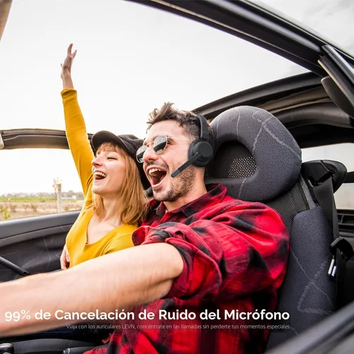 Vista 2 de LEVN Auriculares para Camionero, Auriculares Bluetooth para Camionero con Micrófono de Cancelación de Ruido y Botón de Silencio, Auriculares