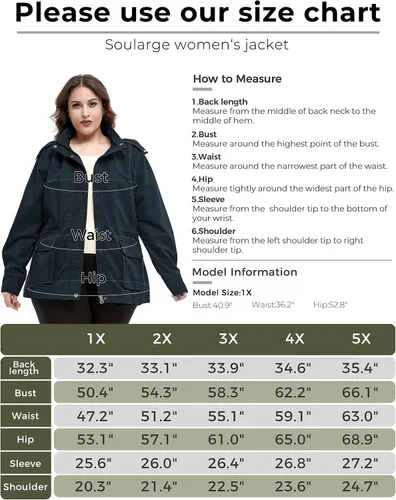 Vista 7 de Soularge Chaqueta militar de algodón con capucha desmontable para mujer