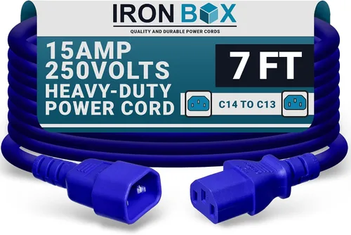 Vista 34 de IronBox Electric - Cable de Alimentación C14 a C13 de Servicio Pesado, 15A, 250V, Cable de Extensión para Computadora 14/3 AWG - Cables