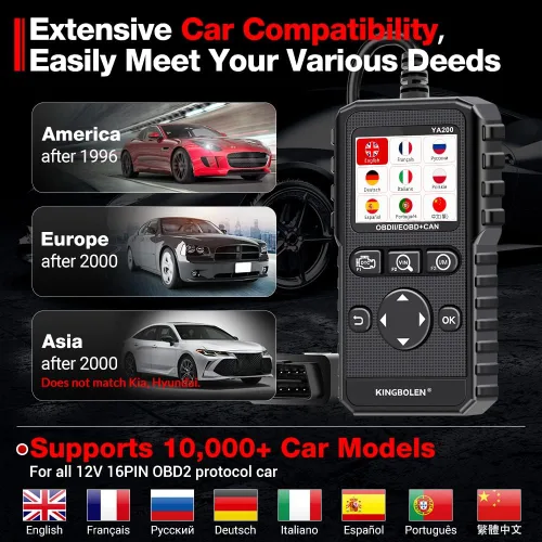 Vista 5 de KINGBOLEN YA200 - Escáner OBD2, Lector de Código OBD2 para Auto, Luz de Comprobación del Motor, Escáner de Auto OBDII con Funciones Completas