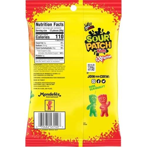 Vista 3 de SOUR PATCH KIDS Extreme Sour Soft & Chewy Gummy Candy, caramelos a granel, bolsas de 12 - 7.2 onzas
