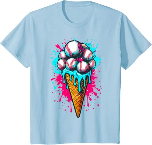 Vista 8 de Camiseta de béisbol de acuarela de helado de béisbol