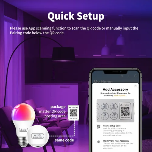Vista 6 de ANWIO Matter - Bombillas inteligentes de 8.5 W (60 W de reemplazo) Bombilla LED A19 E26 compatible con la aplicación SmartThings, Alexa, Google