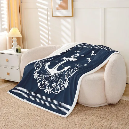 Vista 28 de Erosebridal Manta náutica de ancla, forro polar con brújula oceánica de 40 x 50 pulgadas para niños, niñas, adolescentes, adultos, decoración