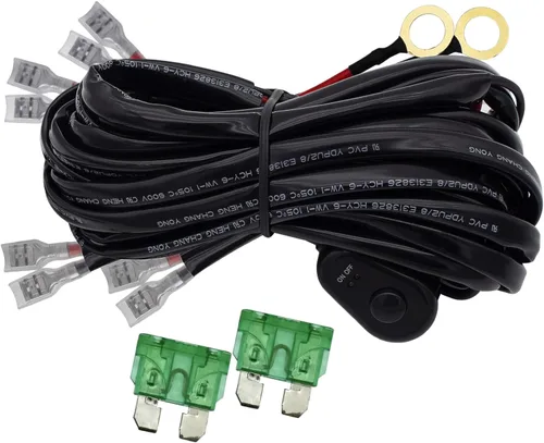 Vista 10 de Kit de arnés de cableado de barra de luces LED, interruptor de encendido y apagado DC12V, fusible de cuchilla de relé de alimentación de 14 AWG, kit