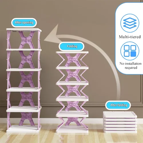 Vista 3 de XDMTWLKJ Zapatero Plegable Organizador de 6 Niveles - Zapateros Plegables para Armario, Ahorro de Espacio para Almacenamiento de Zapatos de Niños