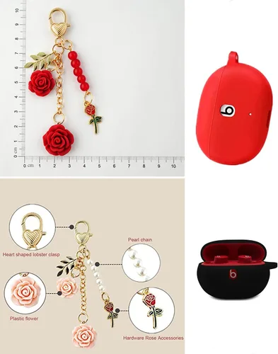Vista 2 de Funda para Beats Studio Buds + funda 2023/2021, para mujeres y adolescentes, linda funda de carga de silicona Beats Studio Buds, funda de carga
