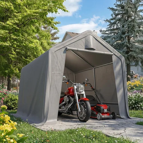 Vista 13 de Quictent Cobertizo de almacenamiento pequeño de 6 x 8 pies, cobertizo portátil para bicicletas, cortadoras de césped, herramientas de jardín, tienda