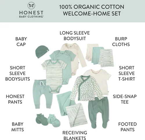 Vista 3 de HonestBaby 15-Piece Welcome Home Gift Set 100% Organic Cotton for Newborn Infant Baby Boys, Girls, Unisex