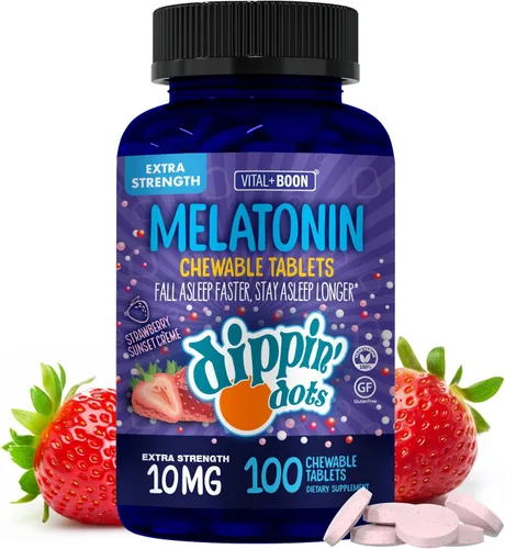 Vista 12 de Dippin' Dots - Gomitas de melatonina para niños y adultos (suministro para 30 días) sabor a crema de fresa y puesta de sol Suplemento