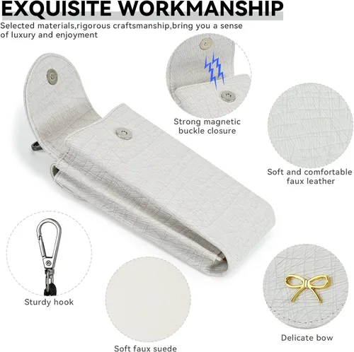 Vista 3 de molshine Estuche doble para gafas,Bolsa de gafas de sol de cuero vegano para gafas de sol,Gafas con paño de limpieza