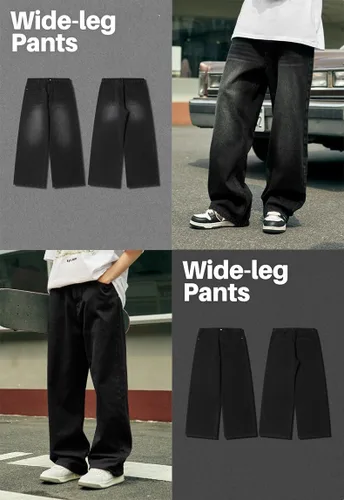 Vista 4 de Jeans holgados para hombres y mujeres, pantalones clásicos de patinadora Y2K, pantalones lisos 2023, jeans casuales de pierna ancha, pantalones
