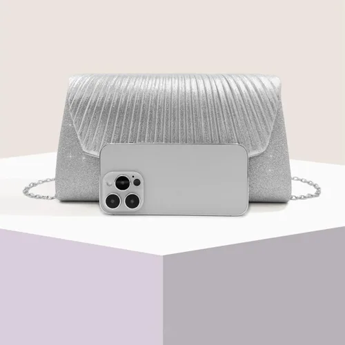 Vista 7 de Ornaous Bolso de noche con purpurina para mujer, bolso de mano formal brillante para baile de graduación, cóctel, boda