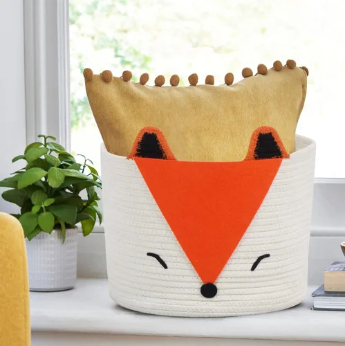 Vista 3 de T&T Homewares Cesta de almacenamiento de zorro naranja, tamaño mediano, multiusos para pañales de bebé, lavandería, habitación de los niños