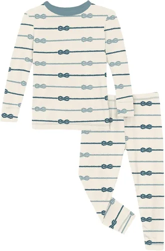 Vista 143 de KicKee Pants Conjunto de pijama de manga larga con estampado de piezas
