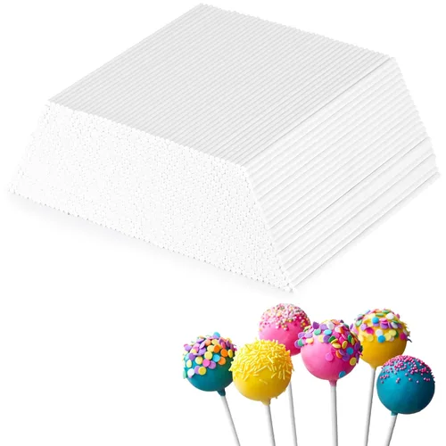 Vista 9 de 300 palitos de papel blanco de 4 pulgadas, palitos de lechón de papel, palitos de pastel para decoración de pasteles, chocolate, galletas, caramelo