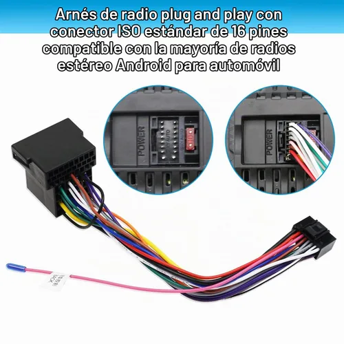 Vista 5 de Adaptador de arnés de cableado de radio estéreo ISO de 16 pines para reemplazo de radio de coche Hyundai Verna Accent Kia Android