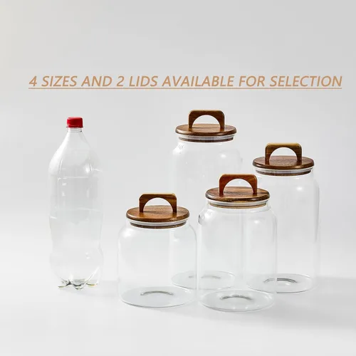 Vista 3 de Sweejar Tarros grandes de cristal para dulces con tapas de madera, tarro de vidrio de 1 galón con tapa, contenedores de almacenamiento