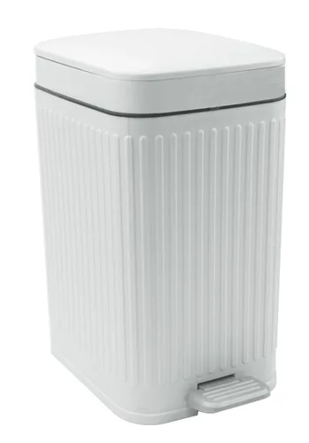 Vista 12 de Feisco Cubo de basura pequeño con tapa, cubo de basura pequeño para baño con pedal y tapa tipo prensa, cubo de basura delgado para cocina, baño, Gris