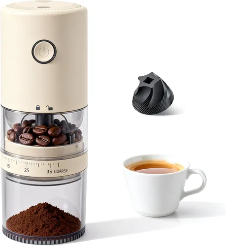 Vista 12 de Molinillo de café eléctrico portátil de acero inoxidable 420, molinillo de café expreso recargable con 38 ajustes de molienda ajustables