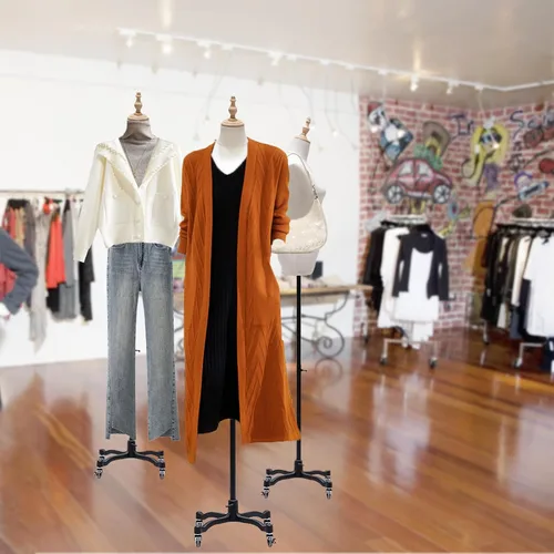 Vista 7 de Forma de vestido de maniquí femenino con ruedas, torso de maniquí de lino de medio cuerpo, maniquí de altura ajustable de 51 a 75 pulgadas