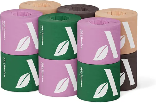 Vista 7 de Amazon Aware Papel higiénico 100% bambú de 3 capas, sin perfume, 24 rollos, certificado FSC, 350 hojas, 8400 unidades, paquete de 24, sin plástico