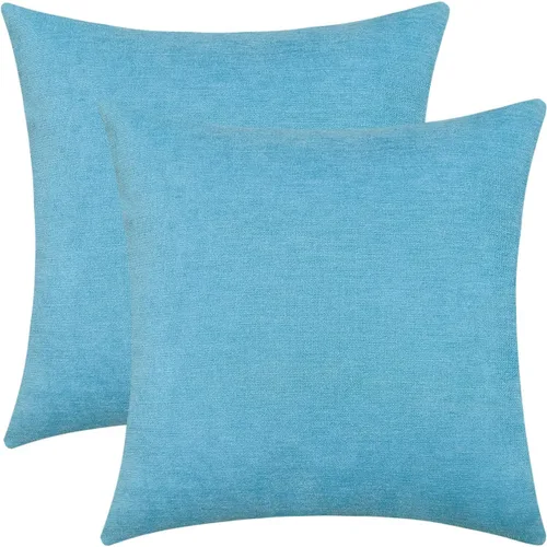 Vista 19 de Jeneoo - Fundas de almohada decorativas rojas brillantes de chenilla suave, fundas de cojín cómodas y sólidas para sofá de sala de estar