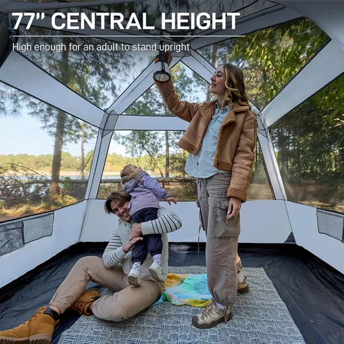 Vista 7 de EVER ADVANCED Blackout 6 Person Camping Tent, Instant Cabin Tent for Family with Vestibule and Large Mesh Windows, 60s Easy Setup, Double Layer