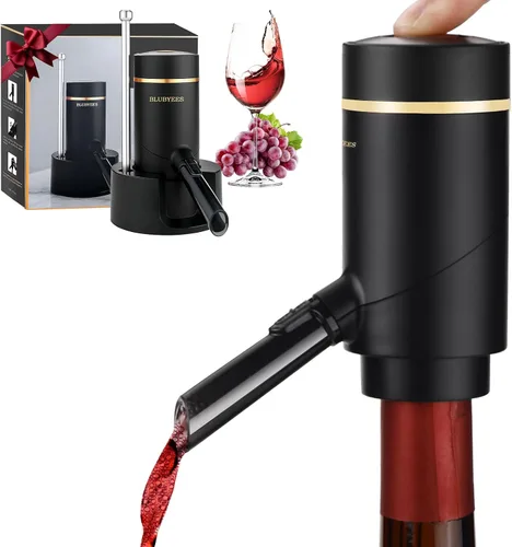 Vista 11 de BLUBYEES Aireador eléctrico de vino, máquina dispensadora de vino portátil de un solo botón y decantador de vino, filtro automático