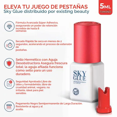 Vista 3 de Sky Glue S+ - Pegamento para extensión de pestañas, 1-2 segundos, secado