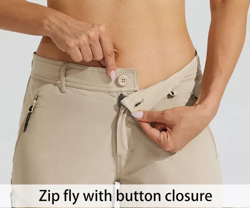 Vista 4 de Willit Pantalones cortos largos de senderismo para mujer de 10 pulgadas, de secado rápido, atléticos, de verano, con bolsillos