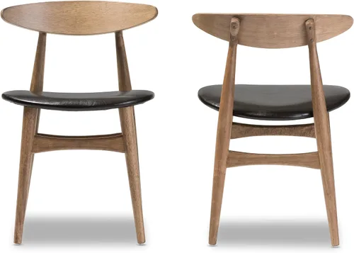 Vista 3 de Baxton Studio Edna - Juego de comedor de 5 piezas de madera de imitación de color negro francés y roble con acabado marrón claro