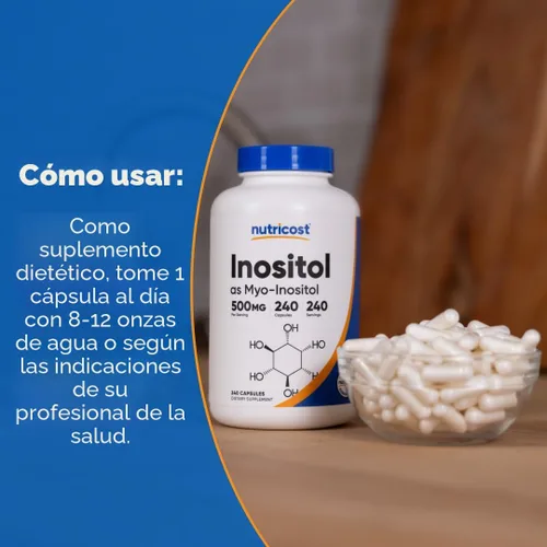 Vista 7 de Nutricost Cápsulas de inositol de 500 mg, 240 cápsulas – Cápsulas vegetales, sin OMG, sin gluten (mio-inositol)