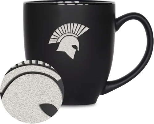 Vista 334 de Rico Industries - Taza de cerámica mate negra con grabado láser estándar de 15oz para NCAA (escuelas T & U) - Para bebidas calientes o frías