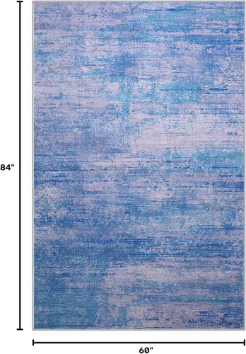 Vista 272 de Alfombra abstracta de 3 x 5 para sala de estar, dormitorio, entrada, color azul