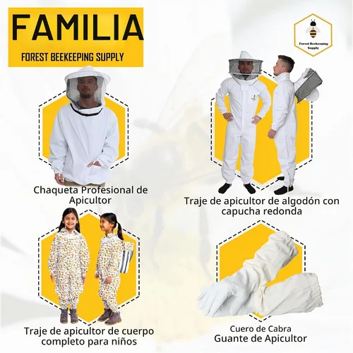 Vista 6 de Chaqueta de apicultura forestal, chaqueta de abeja 100% algodón con velo