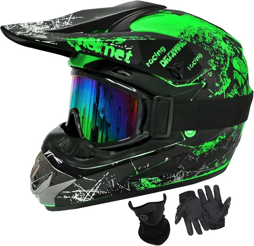 Vista 11 de Youth Dirt Bike ATV Off Road Motorcycle Helmets DOT Approved Blanco
