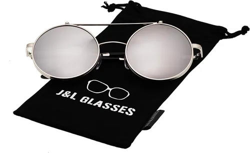 Vista 5 de JL Glasses Gafas de sol redondas estilo retro estilo Seampunk