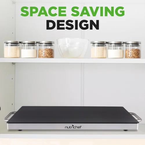 Vista 7 de NutriChef - Charola para conservar los alimentos calientes. Plato caliente para alimentos con vidrio resistente que irradia calor