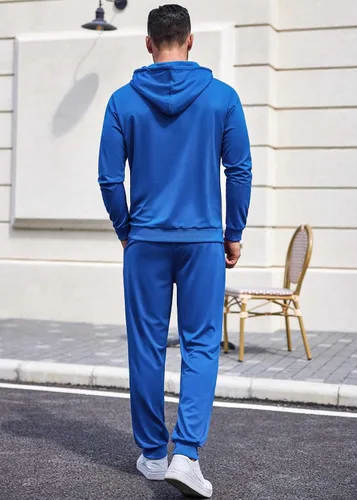 Vista 58 de COOFANDY Conjunto deportivo de 2 piezas para hombre, conjunto deportivo casual con capucha
