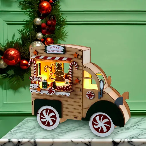 Vista 7 de Camión de jengibre de Feliz Navidad con pilas de 10 pulgadas