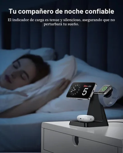 Vista 7 de Estación de carga para múltiples dispositivos Apple: Woruda 3 en 1 Soporte de cargador inalámbrico magnético para iPhone Mag Safe - Base de carga