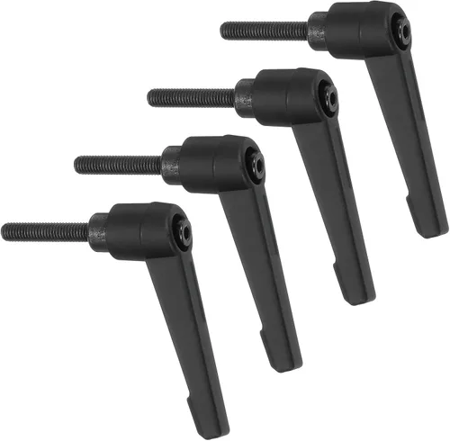 Vista 20 de uxcell 4 perillas ajustables M5 x 0.472 in, rosca macho, botón de trinquete, bloqueo rápido, perno giratorio para maquinaria de torno, color negro