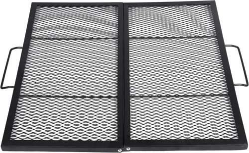 Vista 11 de X-Marks Rejilla portátil para fogata y parrilla de cocina, rejilla plegable redonda para fogata de camping, rejilla de parrilla para fogata con asas