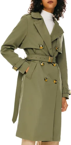 Vista 15 de Orolay Chaqueta de gabardina de 3/4 de longitud para mujer, chaqueta con solapa de doble botonadura con cinturón Beige
